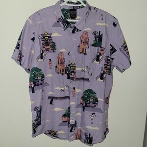 Y2K Spirited Away Studio Ghibli Anime Button Up Shirt Men's Size 2XL Purple